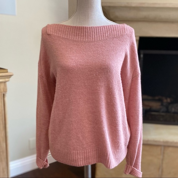 Marled Sweaters - Marled Sweater Long Sleeve Boatneck Lt pink Blush